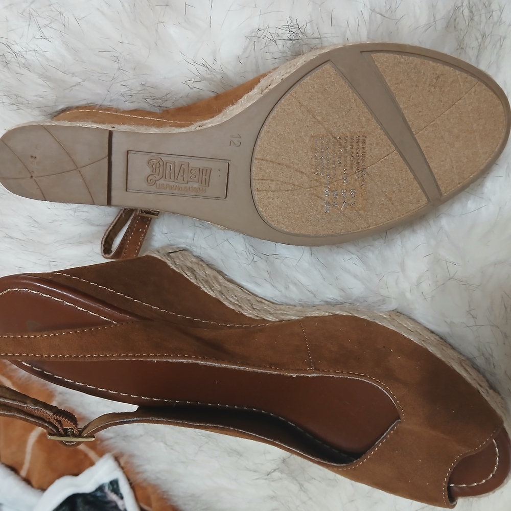 Brash Brown Suede Wedge Sandals